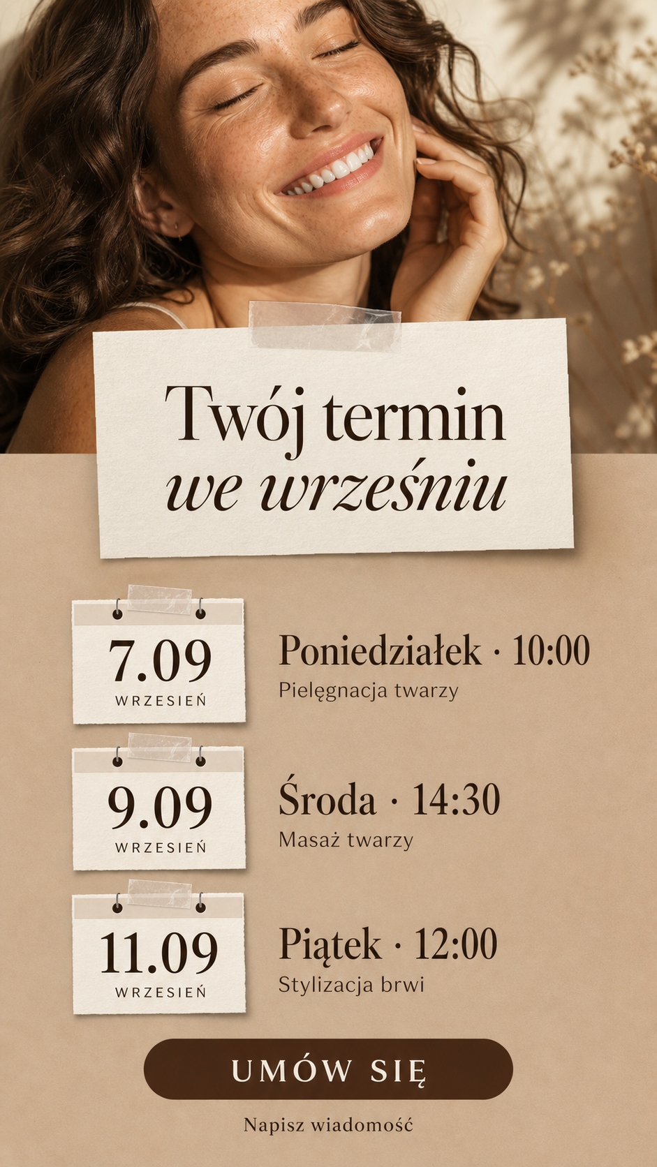 Podgląd szablonu Twój termin · Beż