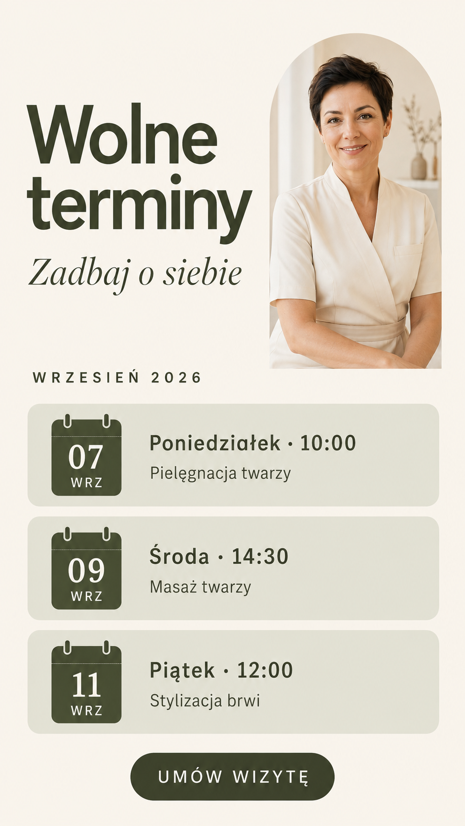 Podgląd szablonu Wolne terminy · Oliwka